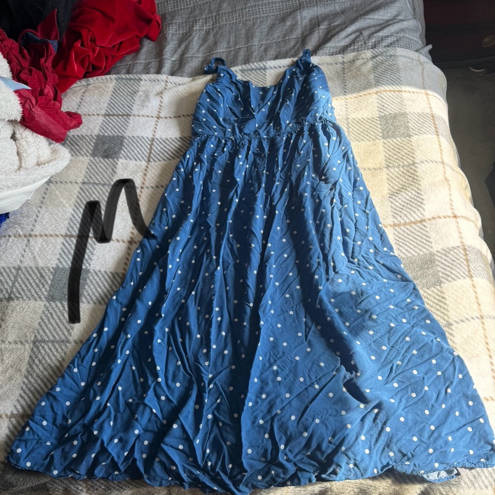 Blue Polka Dot Maxi Dress